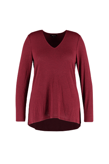 Promotions MS Mode Dames T-shirt met V-hals Rood - Produit maison - MS Mode - Valide de 30/09/2019 à 13/10/2019 chez MS Mode