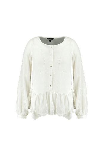 Promotions MS Mode Dames Blouse met embroidery Wit - Produit maison - MS Mode - Valide de 30/09/2019 à 13/10/2019 chez MS Mode