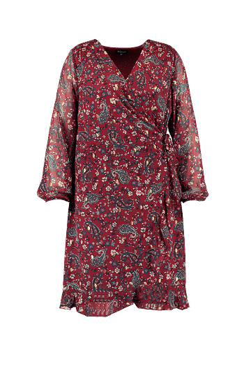 Promoties MS Mode Dames Overslag jurk Rood - Huismerk - MS Mode - Geldig van 30/09/2019 tot 13/10/2019 bij MS Mode