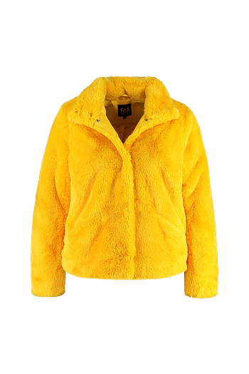 Promoties MS Mode Dames Fake fur jas Geel - Huismerk - MS Mode - Geldig van 30/09/2019 tot 13/10/2019 bij MS Mode
