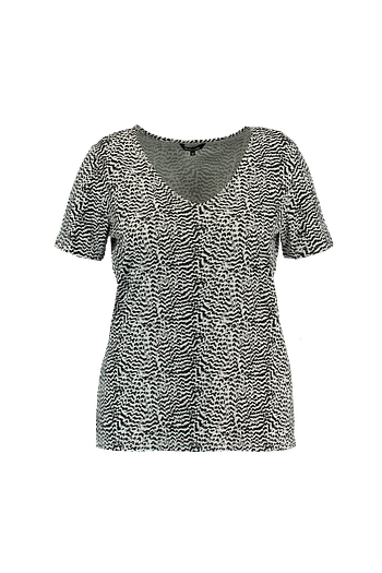 Promoties MS Mode Dames T-shirt met V-hals en print - Huismerk - MS Mode - Geldig van 30/09/2019 tot 13/10/2019 bij MS Mode