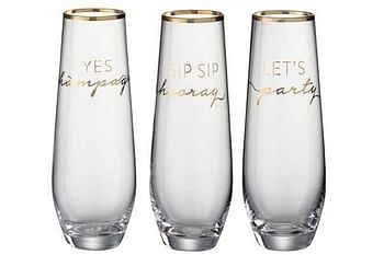 Promoties Champagneglas Met Tekst Transparant Met Gouden Rand H16 Cm - J-line - Geldig van 19/11/2019 tot 26/12/2019 bij Zelfbouwmarkt