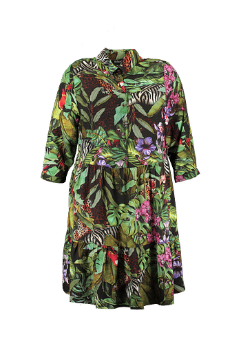 Promoties MS Mode Dames Jungle jurk Groen - Huismerk - MS Mode - Geldig van 19/02/2020 tot 09/03/2020 bij MS Mode