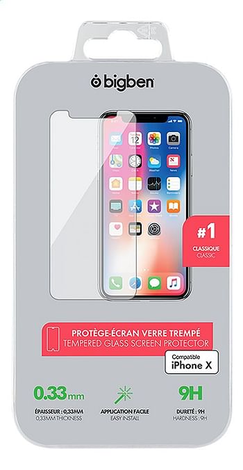 Promoties bigben Screen Protector tempered glass iPhone X - BIGben - Geldig van 18/02/2020 tot 31/08/2020 bij Dreamland
