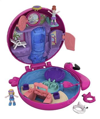 Promoties Polly Pocket speelset World Flamingo Compact - Mattel - Geldig van 18/02/2020 tot 31/08/2020 bij Dreamland