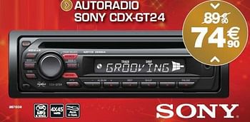 Promoties Autoradio Sony cdx-GT24 - Sony - Geldig van 11/12/2009 tot 02/01/2010 bij Auto 5