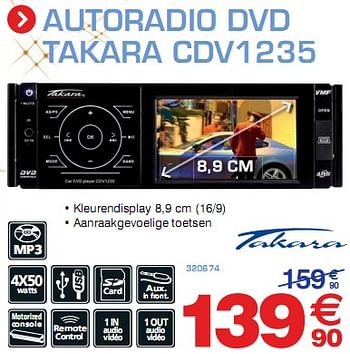 Promoties Autoradio DVD Takara  - Takara - Geldig van 11/12/2009 tot 02/01/2010 bij Auto 5