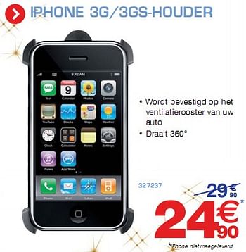 Promoties iphone 3G|3GS-Houder - iPhone - Geldig van 11/12/2009 tot 02/01/2010 bij Auto 5