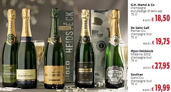 Promoties G.H. Martel + Co champagne brut prestige of demi-sec 75 cl - Champagne - Geldig van 16/12/2009 tot 04/01/2010 bij Colruyt