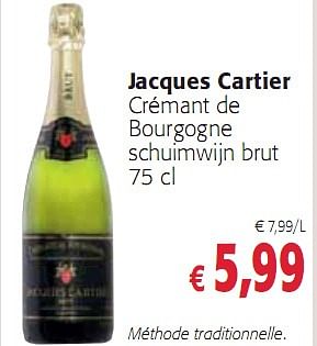 Promoties Jacquer Cartier Crémant de Bourgogne schuimwijn brut 75 cl - Schuimwijnen - Geldig van 16/12/2009 tot 04/01/2010 bij Colruyt