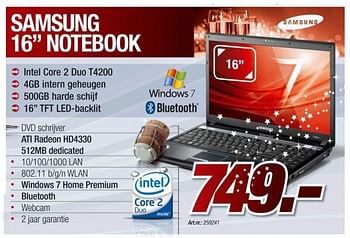 Promoties 16 Notebook - Samsung - Geldig van 21/12/2009 tot 04/01/2010 bij Auva