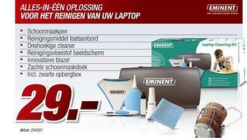 Promoties Alles-in-één Oplossing voor Het Reinigen Van Uw Laptop - Eminent - Geldig van 21/12/2009 tot 04/01/2010 bij Auva