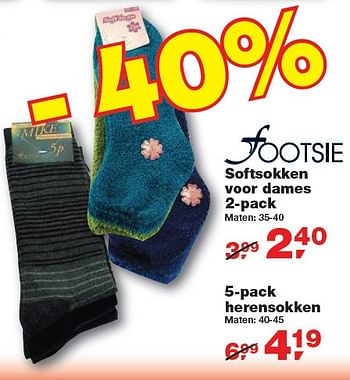 Promoties Softsokken voor dames 2 - pack - Footsie - Geldig van 30/12/2009 tot 12/01/2010 bij Makro