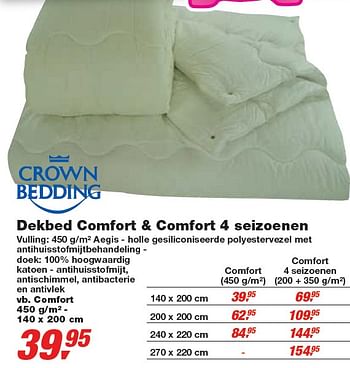 Promoties Dekbed Comfort + Comfort 4 seizoenen - Crown Bedding - Geldig van 30/12/2009 tot 12/01/2010 bij Makro