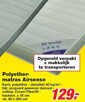Promoties Polyether-matras Airense - Crown Bedding - Geldig van 30/12/2009 tot 12/01/2010 bij Makro
