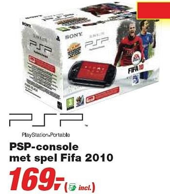 Promotions PSP-console met spel Fifa 2010 - Sony - Valide de 30/12/2009 à 12/01/2010 chez Makro