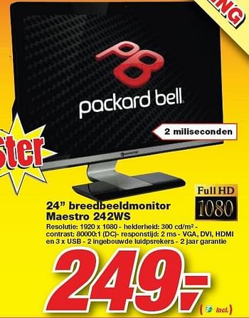 Promoties  breedbeeldmonitor Maestro - Packard Bell - Geldig van 30/12/2009 tot 12/01/2010 bij Makro