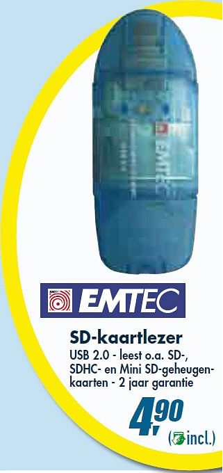 Promotions SD - kaartlezer  - Emtec - Valide de 30/12/2009 à 26/01/2010 chez Makro