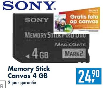 Promotions Memory Stick Canvas 4 GB - Sony - Valide de 30/12/2009 à 26/01/2010 chez Makro