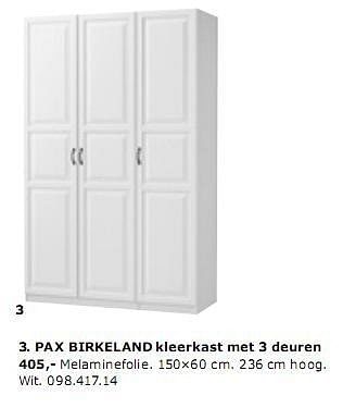 Ikea BIRKELAND kleerkast met 3 deuren - Promotie bij Ikea