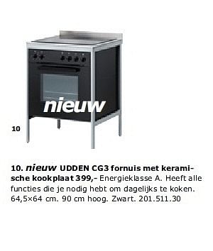 Carry Afhaalmaaltijd Verward Huismerk - Ikea UDDEN CG3 fornuis met keramische kookplaat - Promotie bij  Ikea