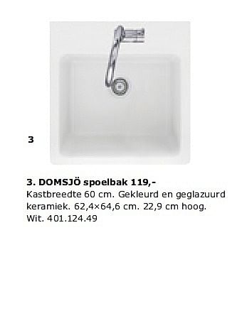 duizend Huiswerk maken Elektropositief Huismerk - Ikea DOMSJÖ spoelbak 119, - Promotie bij Ikea