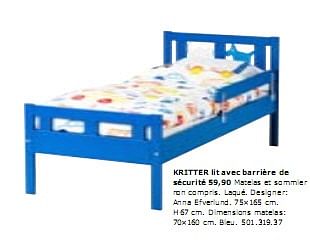 KRITTER Cadre lit et barrière de sécurité, blanc, 70x160 cm - IKEA Belgique