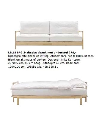 Huismerk - Ikea LILLBERG 3-zitsslaapbank met onderstel - Promotie Ikea