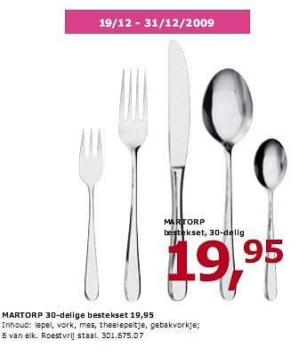 Promoties MARTORP bestekset, 30-delig - Huismerk - Ikea - Geldig van 01/01/2010 tot 31/07/2010 bij Ikea