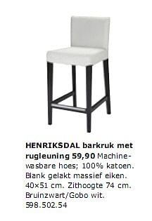 Met andere woorden Kader Zakenman Huismerk - Ikea HENRIKSDAL barkruk met rugleuning 59,90 - Promotie bij Ikea