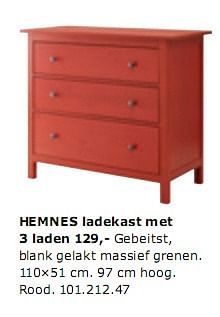 Speciaal slecht humeur Victor Huismerk - Ikea HEMNES ladekast met 3 laden - Promotie bij Ikea
