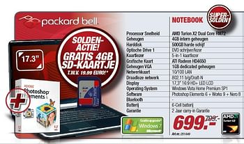 Promoties Notebook - Packard Bell - Geldig van 04/01/2010 tot 31/01/2010 bij Auva