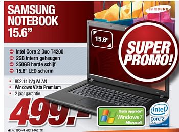 Promoties Notebook 15.6 - Samsung - Geldig van 04/01/2010 tot 31/01/2010 bij Auva