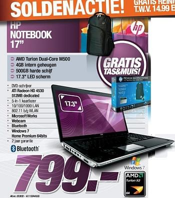 Promoties Notebook 17 - HP - Geldig van 04/01/2010 tot 31/01/2010 bij Auva