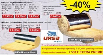 Promoties URSA 12 spijkerflensdeken - Huismerk - Zelfbouwmarkt - Geldig van 05/01/2010 tot 01/02/2010 bij Zelfbouwmarkt