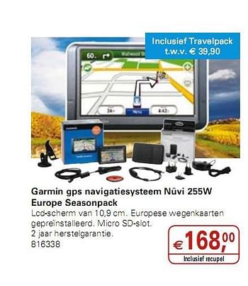 Promoties Garmin gps navigatiesysteem Nüvi 255W Europe Seasonpack - Garmin - Geldig van 05/01/2010 tot 19/01/2010 bij Colruyt
