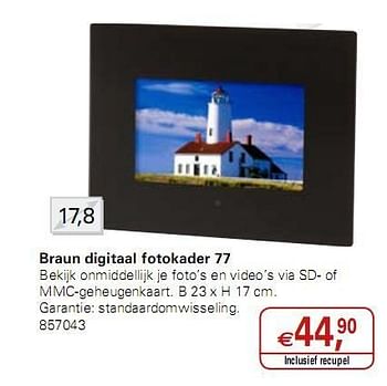 Promoties Braun digitaal fotokader 77 - Huismerk - Colruyt - Geldig van 05/01/2010 tot 19/01/2010 bij Colruyt