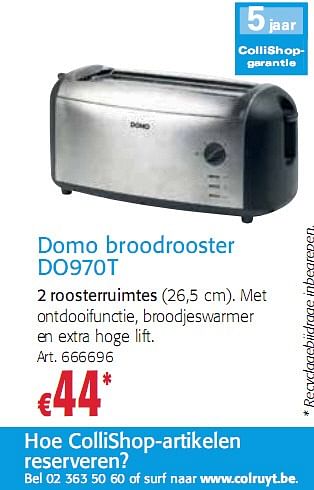 Promotions broodrooster - Domo elektro - Valide de 05/01/2010 à 19/01/2010 chez Colruyt