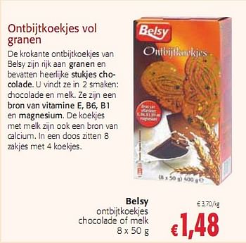 Promoties ontbijtkoekjes chocolade of melk - Belsy - Geldig van 05/01/2010 tot 19/01/2010 bij Colruyt