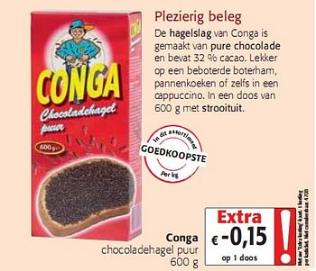 Promoties chocoladehagel puur 600g - Conga - Geldig van 05/01/2010 tot 19/01/2010 bij Colruyt