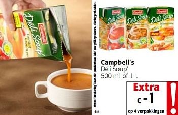 Promoties Déli Soup’ 500 ml of 1 L - Campbell's - Geldig van 05/01/2010 tot 19/01/2010 bij Colruyt