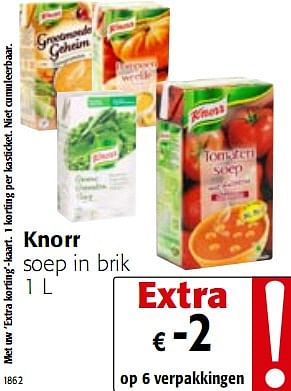 Promoties soep in brik 1 L - Knorr - Geldig van 05/01/2010 tot 19/01/2010 bij Colruyt