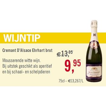 Promoties Cremant D’Alsace Ehrhart brut - Schuimwijnen - Geldig van 05/01/2010 tot 30/01/2010 bij O'Cool