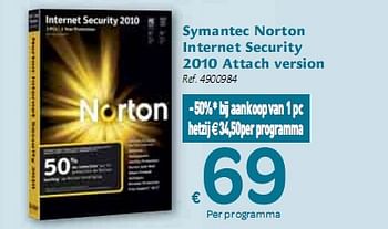 Promoties Symantec Norton Internet Security - Norton - Geldig van 06/01/2010 tot 16/01/2010 bij Carrefour