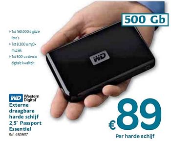 Promotions Externe draagbare harde schijf 2,5 Passport Essentiel - Western Digital - Valide de 06/01/2010 à 16/01/2010 chez Carrefour