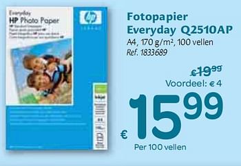 Promotions Fotopapier Everyday  - HP - Valide de 06/01/2010 à 16/01/2010 chez Carrefour