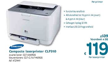 Promotions Compacte laserprinter - Samsung - Valide de 06/01/2010 à 16/01/2010 chez Carrefour