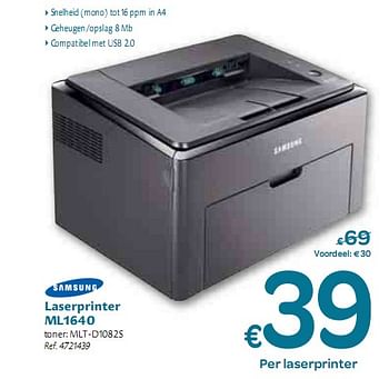 Promotions Laserprinter - Samsung - Valide de 06/01/2010 à 16/01/2010 chez Carrefour
