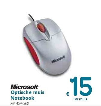 Promoties Optische muis Notebook - Microsoft - Geldig van 06/01/2010 tot 16/01/2010 bij Carrefour