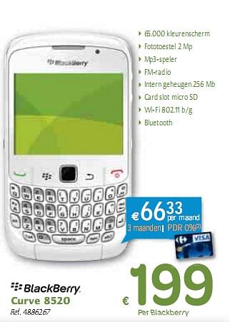 Promotions Curve - Blackberry - Valide de 06/01/2010 à 16/01/2010 chez Carrefour